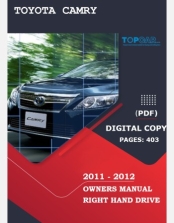 TOYOTA CAMRY 2011-2012 OWNERS MANUAL IN ENGLISH